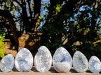 Polished and Natural Blue Celestite Eggs x 6 From Sakoany, Madagascar - Toprock Gemstones and Minerals 