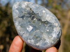Polished and Natural Blue Celestite Eggs x 6 From Sakoany, Madagascar - Toprock Gemstones and Minerals 
