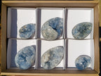 Polished and Natural Blue Celestite Eggs x 6 From Sakoany, Madagascar - Toprock Gemstones and Minerals 