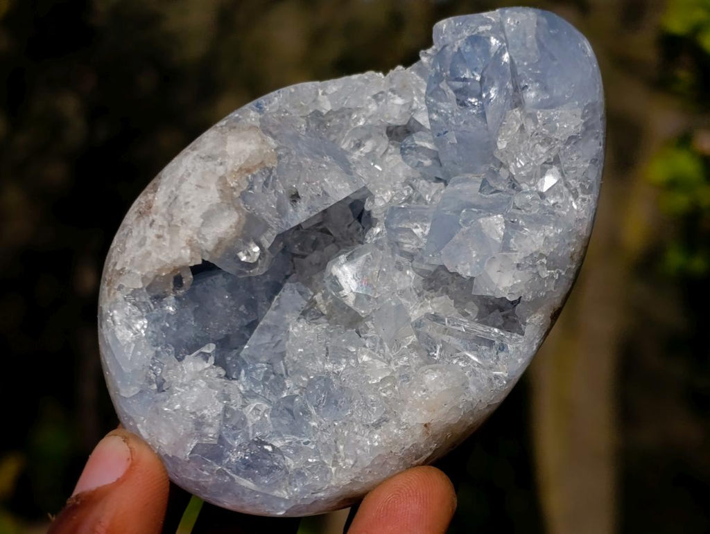 Polished and Natural Blue Celestite Eggs x 6 From Sakoany, Madagascar - Toprock Gemstones and Minerals 