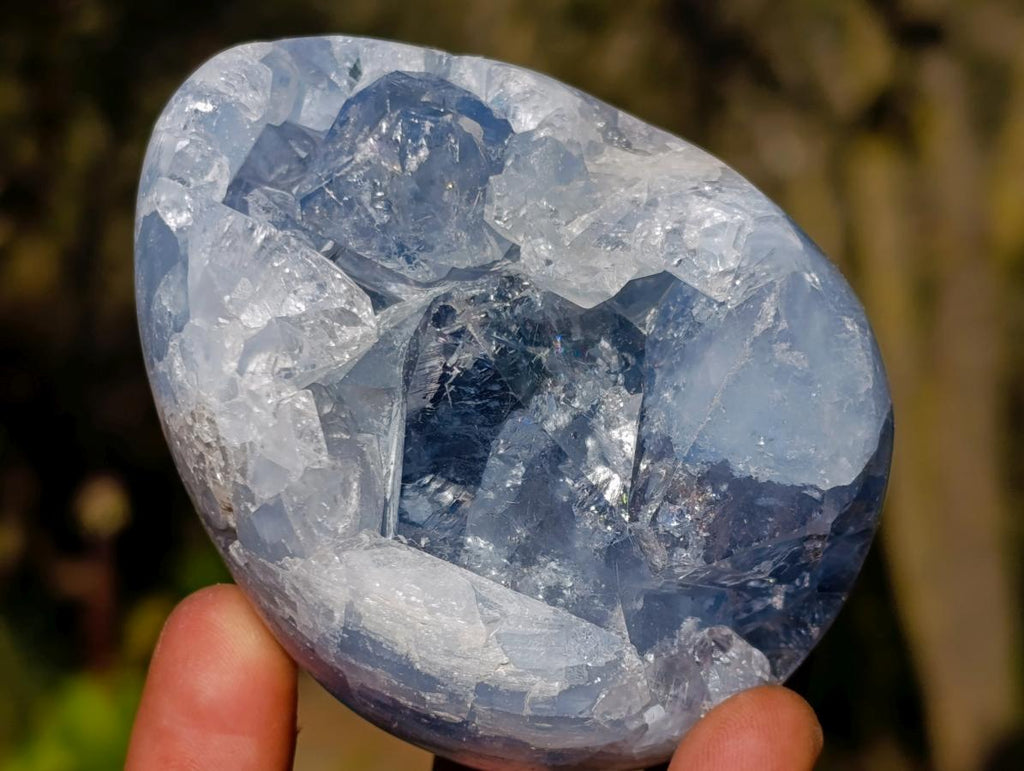 Polished and Natural Blue Celestite Eggs x 6 From Sakoany, Madagascar - Toprock Gemstones and Minerals 