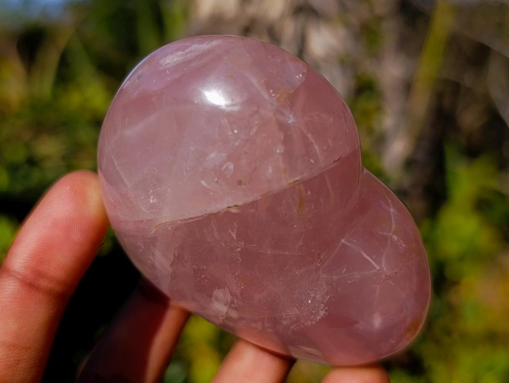 Polished Pink Lavender Gemmy Rose Quartz Hearts x 3 From Madagascar - Toprock Gemstones and Minerals 