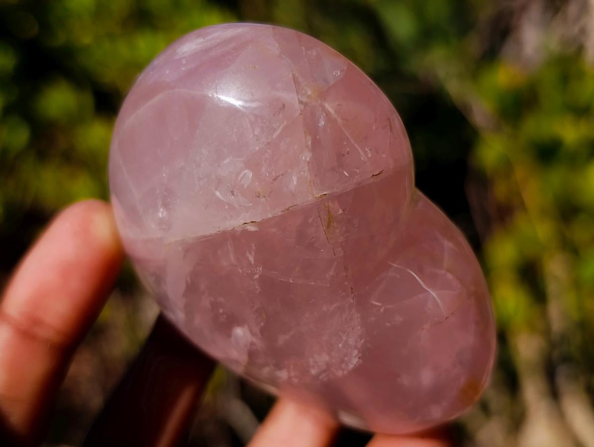 Polished Pink Lavender Gemmy Rose Quartz Hearts x 3 From Madagascar - Toprock Gemstones and Minerals 