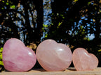Polished Pink Lavender Gemmy Rose Quartz Hearts x 3 From Madagascar - Toprock Gemstones and Minerals 