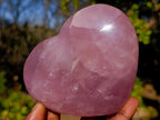 Polished Pink Lavender Gemmy Rose Quartz Hearts x 3 From Madagascar - Toprock Gemstones and Minerals 