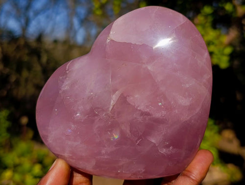 Polished Pink Lavender Gemmy Rose Quartz Hearts x 3 From Madagascar - Toprock Gemstones and Minerals 