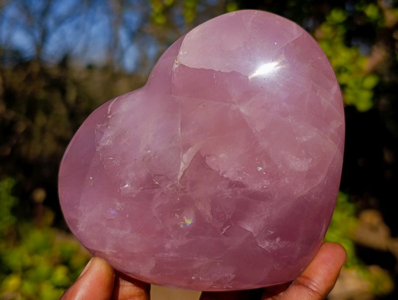 Polished Pink Lavender Gemmy Rose Quartz Hearts x 3 From Madagascar - Toprock Gemstones and Minerals 