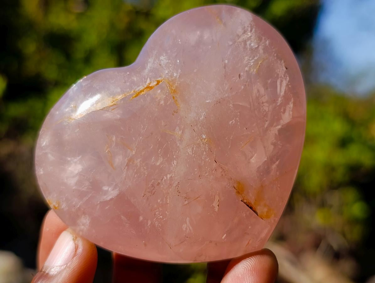 Polished Pink Lavender Gemmy Rose Quartz Hearts x 3 From Madagascar - Toprock Gemstones and Minerals 