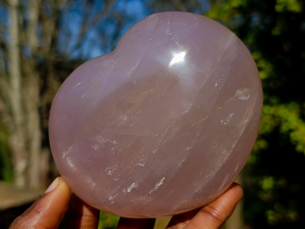 Polished Pink Lavender Gemmy Rose Quartz Hearts x 3 From Madagascar - Toprock Gemstones and Minerals 