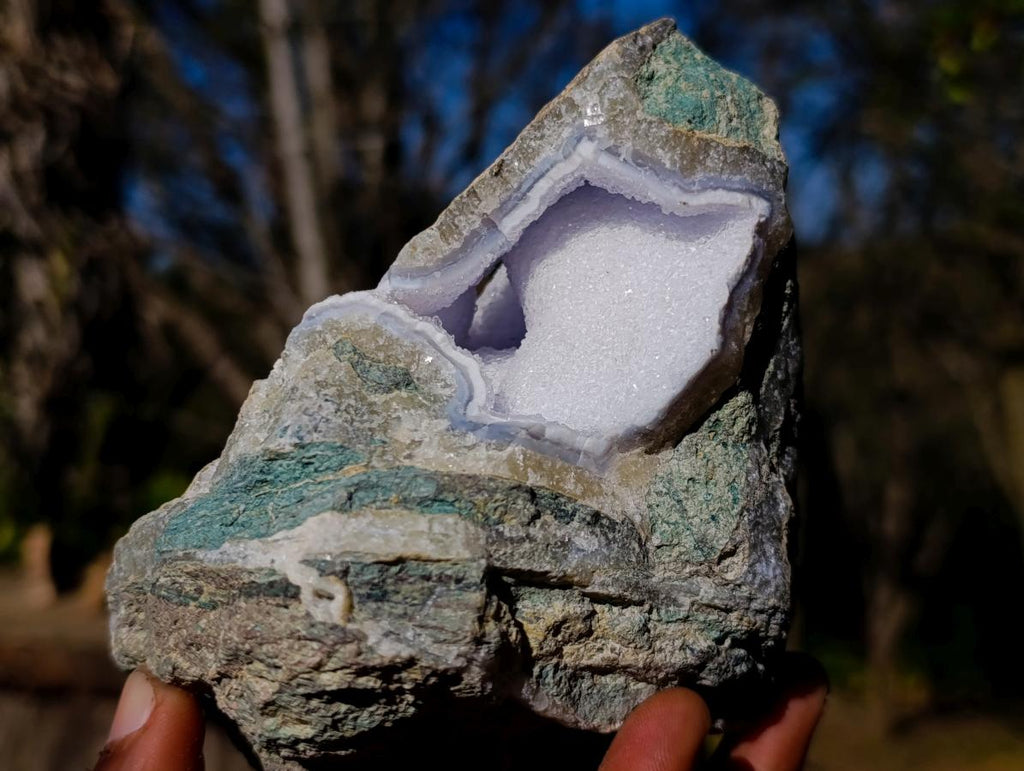 Natural Large Blue Lace Agate Geode Specimens x 3 From Nsanje, Malawi - Toprock Gemstones and Minerals 