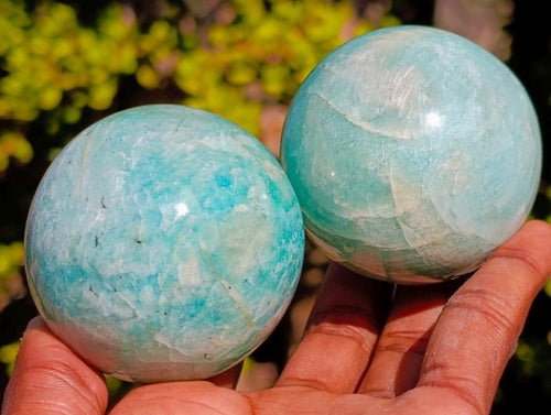 Polished Amazonite Spheres x 4 From Madagascar - Toprock Gemstones and Minerals 