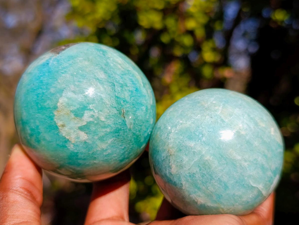 Polished Amazonite Spheres x 4 From Madagascar - Toprock Gemstones and Minerals 