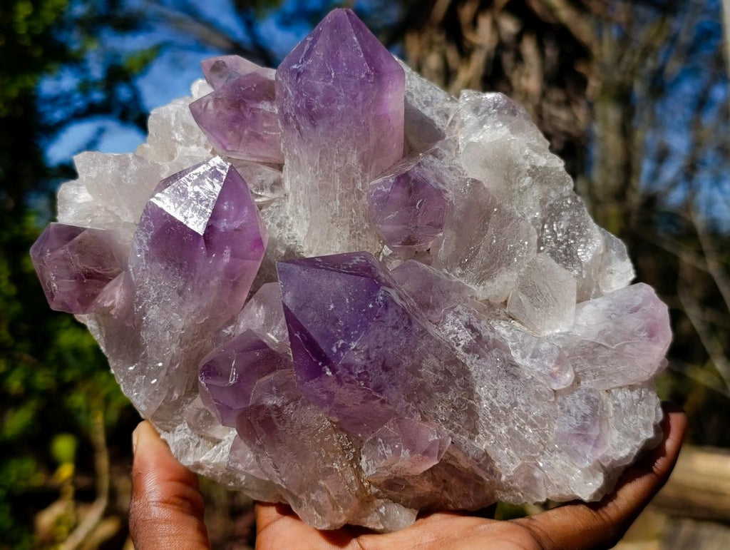 Natural Jacaranda Amethyst Crystal Clusters x 2 From Mumbwa, Zambia - Toprock Gemstones and Minerals 