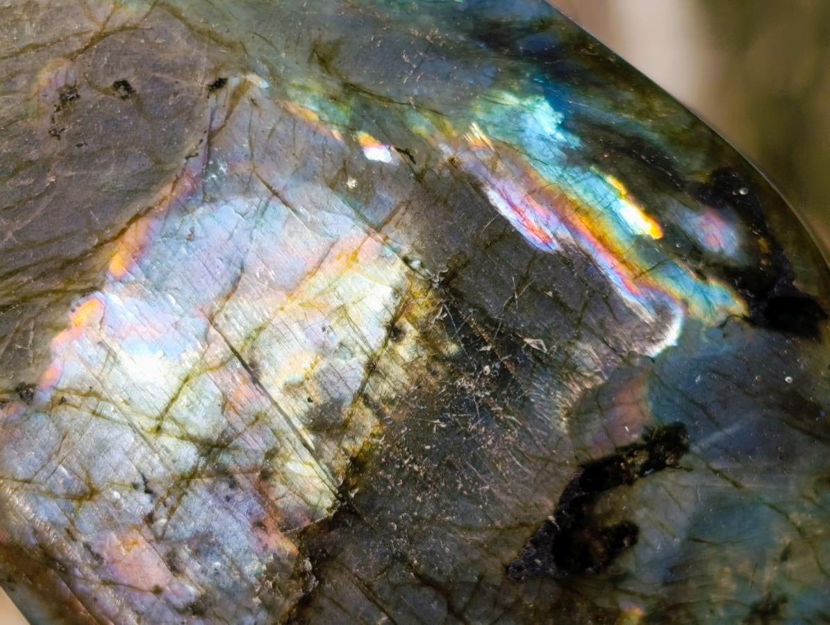 Polished Spectrolite Labradorite Standing Display Pieces x 7 From Madagascar - Toprock Gemstones and Minerals 