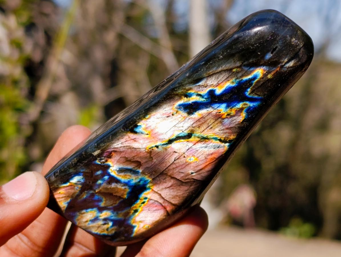 Polished Spectrolite Labradorite Standing Display Pieces x 7 From Madagascar - Toprock Gemstones and Minerals 
