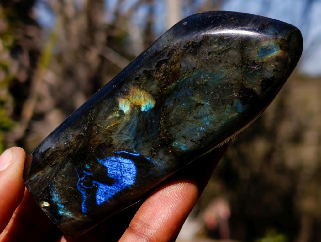 Polished Spectrolite Labradorite Standing Display Pieces x 7 From Madagascar - Toprock Gemstones and Minerals 