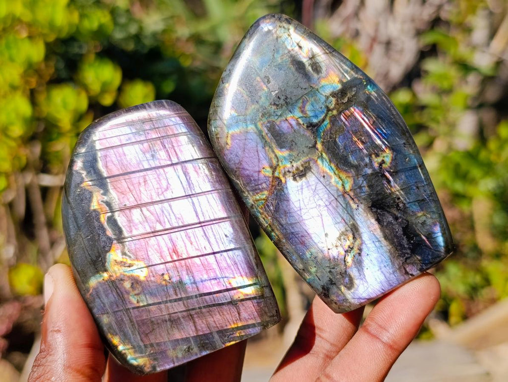 Polished Spectrolite Labradorite Standing Display Pieces x 7 From Madagascar - Toprock Gemstones and Minerals 