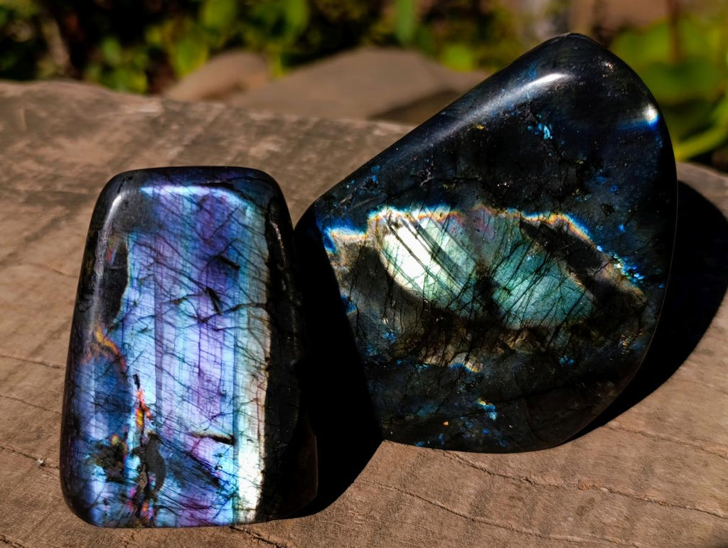 Polished Spectrolite Labradorite Standing Display Pieces x 7 From Madagascar - Toprock Gemstones and Minerals 