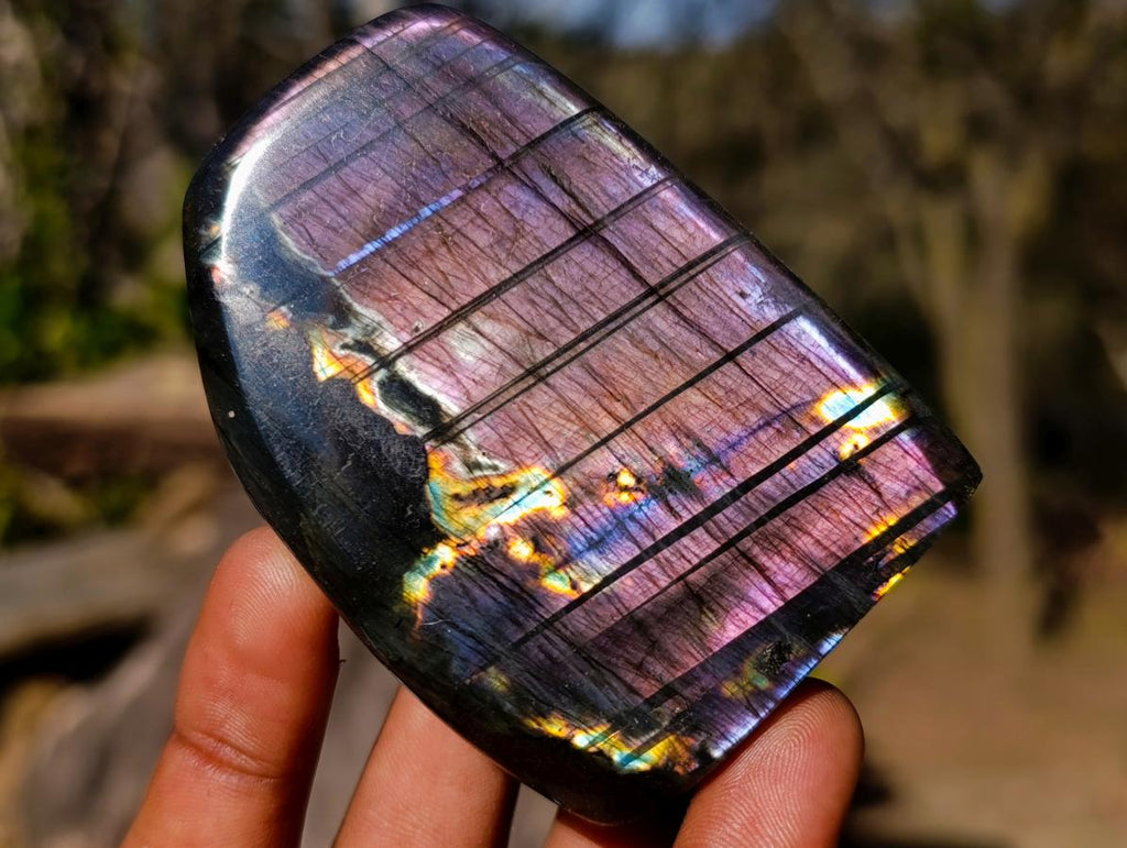 Polished Spectrolite Labradorite Standing Display Pieces x 7 From Madagascar - Toprock Gemstones and Minerals 