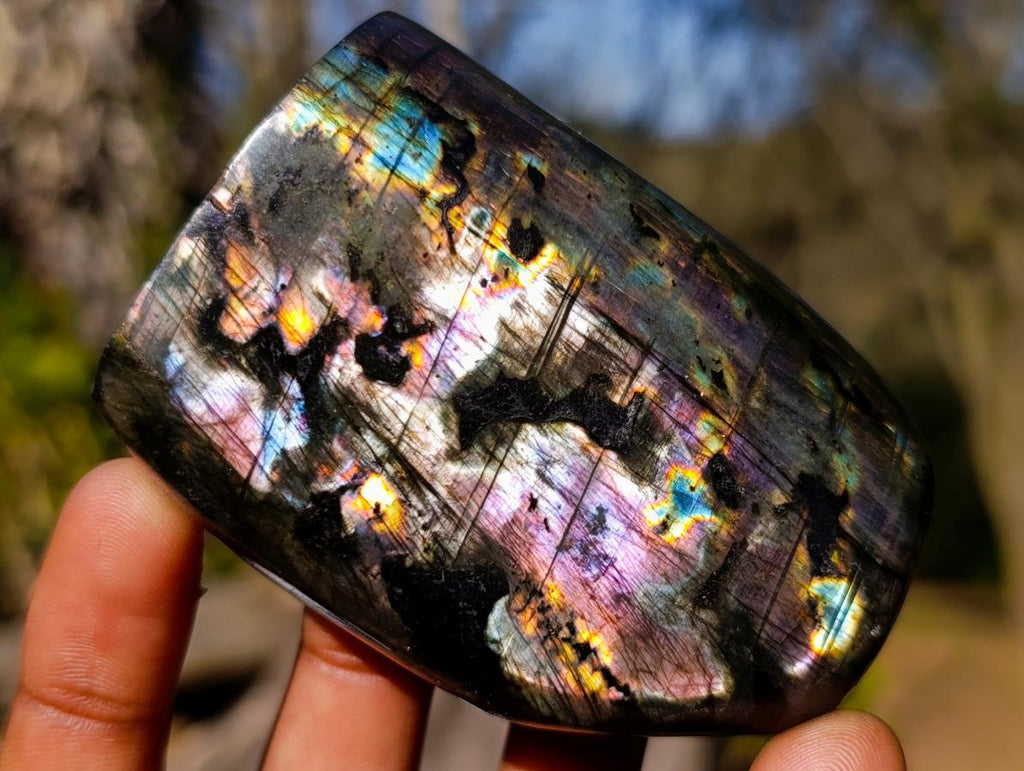 Polished Spectrolite Labradorite Standing Display Pieces x 7 From Madagascar - Toprock Gemstones and Minerals 