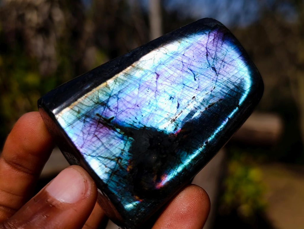 Polished Spectrolite Labradorite Standing Display Pieces x 7 From Madagascar - Toprock Gemstones and Minerals 