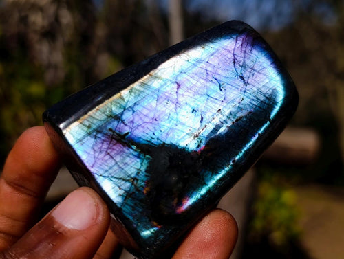 Polished Spectrolite Labradorite Standing Display Pieces x 7 From Madagascar - Toprock Gemstones and Minerals 