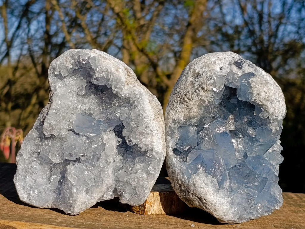 Natural Blue Celestite Specimens x 2 From Sakoany, Madagascar - Toprock Gemstones and Minerals 