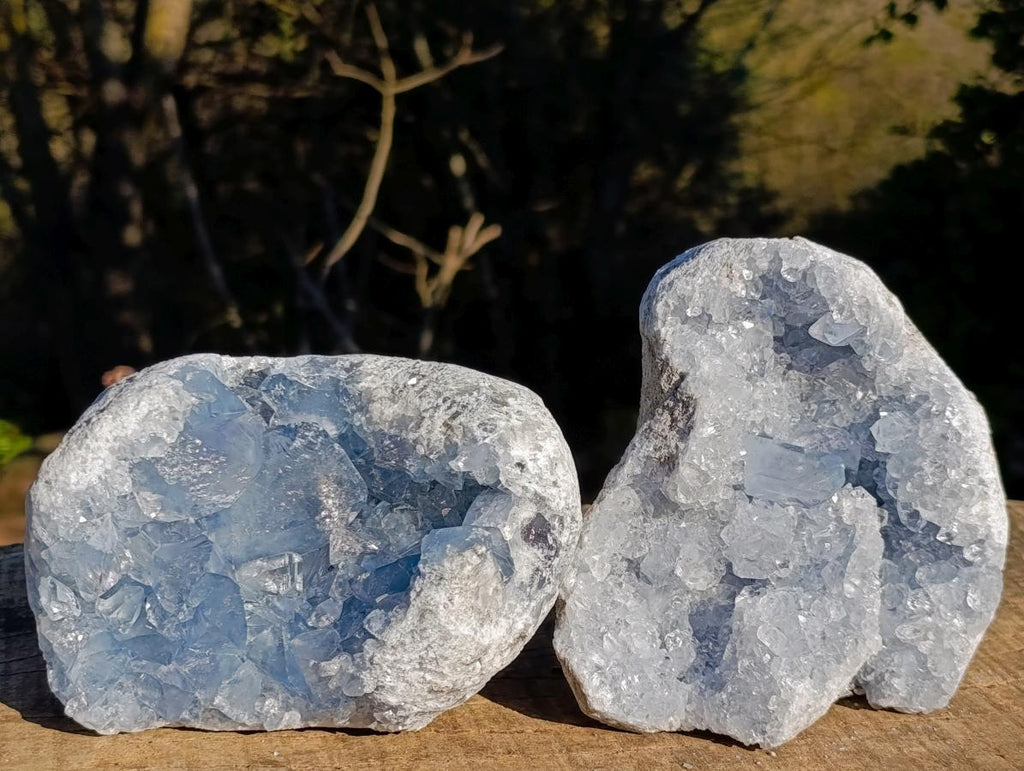 Natural Blue Celestite Specimens x 2 From Sakoany, Madagascar - Toprock Gemstones and Minerals 