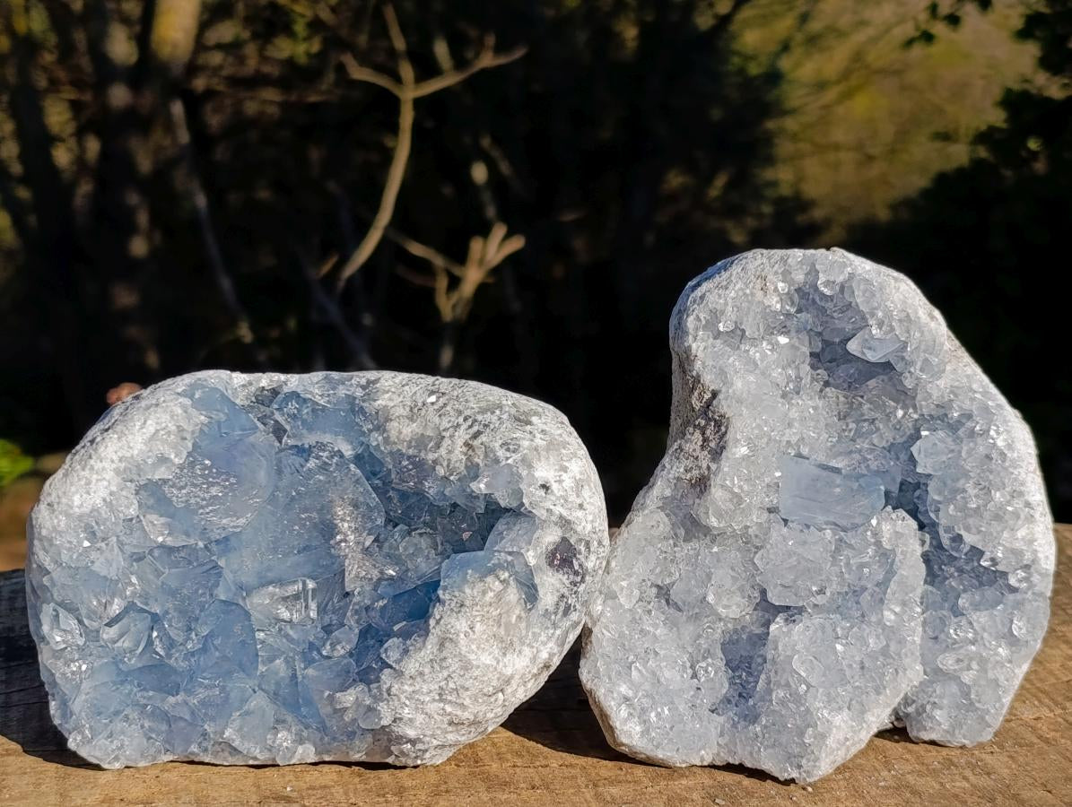 Natural Blue Celestite Specimens x 2 From Sakoany, Madagascar - Toprock Gemstones and Minerals 
