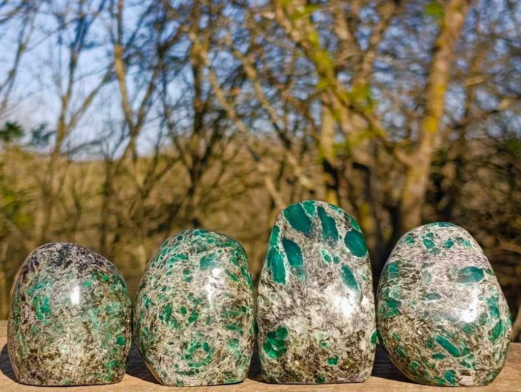 Polished Emerald Mica 'Mutokolite' Standing Display Pieces x 4 From Mutoko, Zimbabwe - Toprock Gemstones and Minerals 