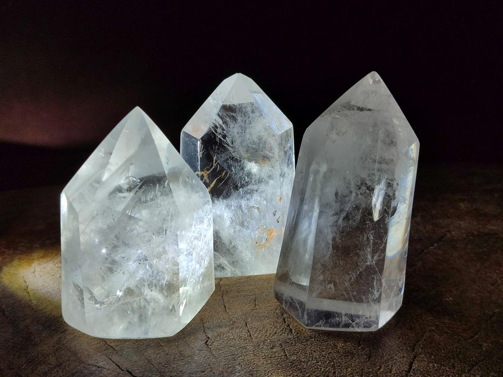 Polished Clear Quartz Crystals and Double Terminated Crystals x 12 From Madagascar - Toprock Gemstones and Minerals 