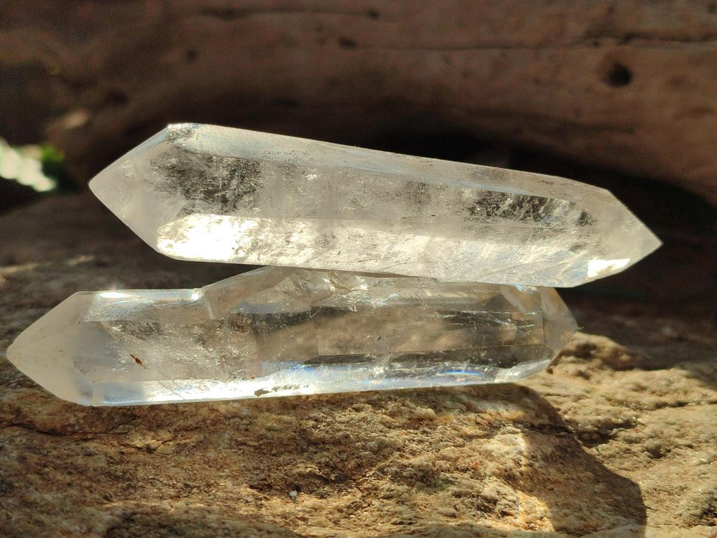 Polished Clear Quartz Crystals and Double Terminated Crystals x 12 From Madagascar - Toprock Gemstones and Minerals 