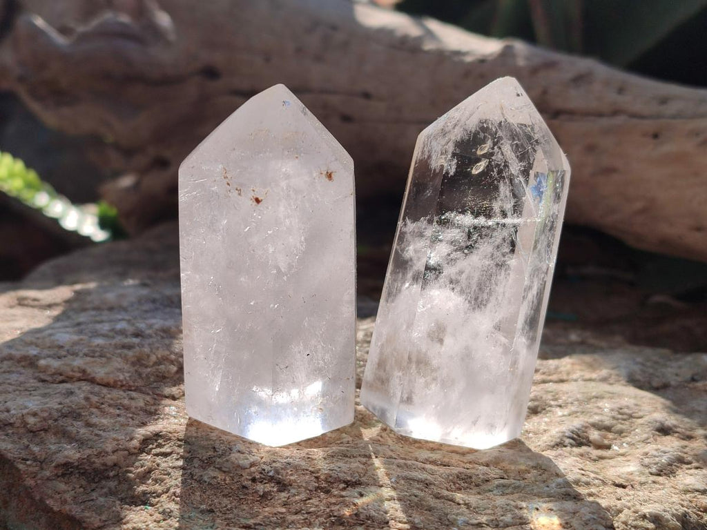 Polished Clear Quartz Crystals and Double Terminated Crystals x 12 From Madagascar - Toprock Gemstones and Minerals 