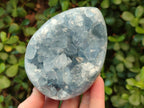 Polished and Natural Blue Celestite Eggs x 2 From Sakoany, Madagascar - Toprock Gemstones and Minerals 