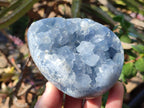 Polished and Natural Blue Celestite Eggs x 2 From Sakoany, Madagascar - Toprock Gemstones and Minerals 
