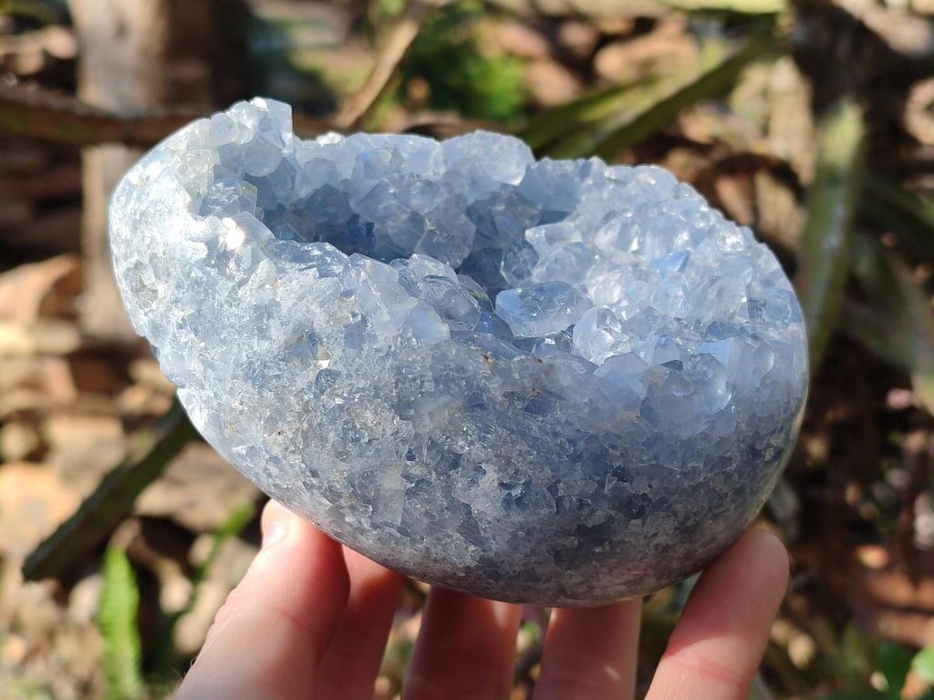 Polished and Natural Blue Celestite Eggs x 2 From Sakoany, Madagascar - Toprock Gemstones and Minerals 