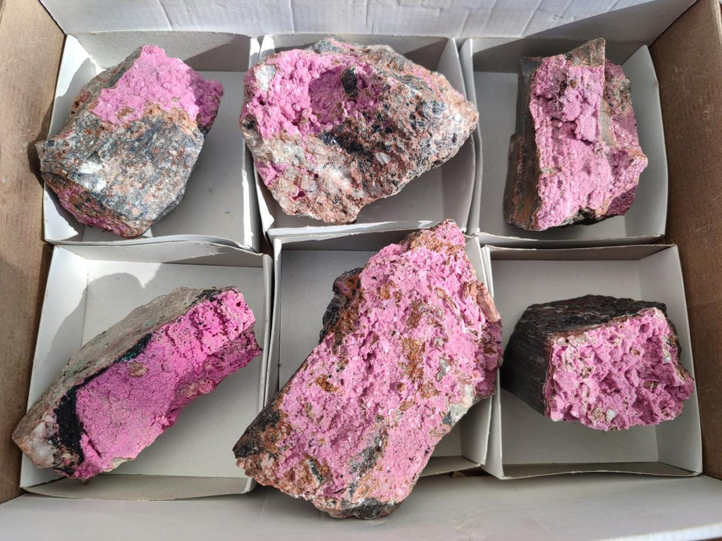 Natural Salrose Cobaltoan Dolomite Specimens x 6 From Kakanda, Congo - Toprock Gemstones and Minerals 