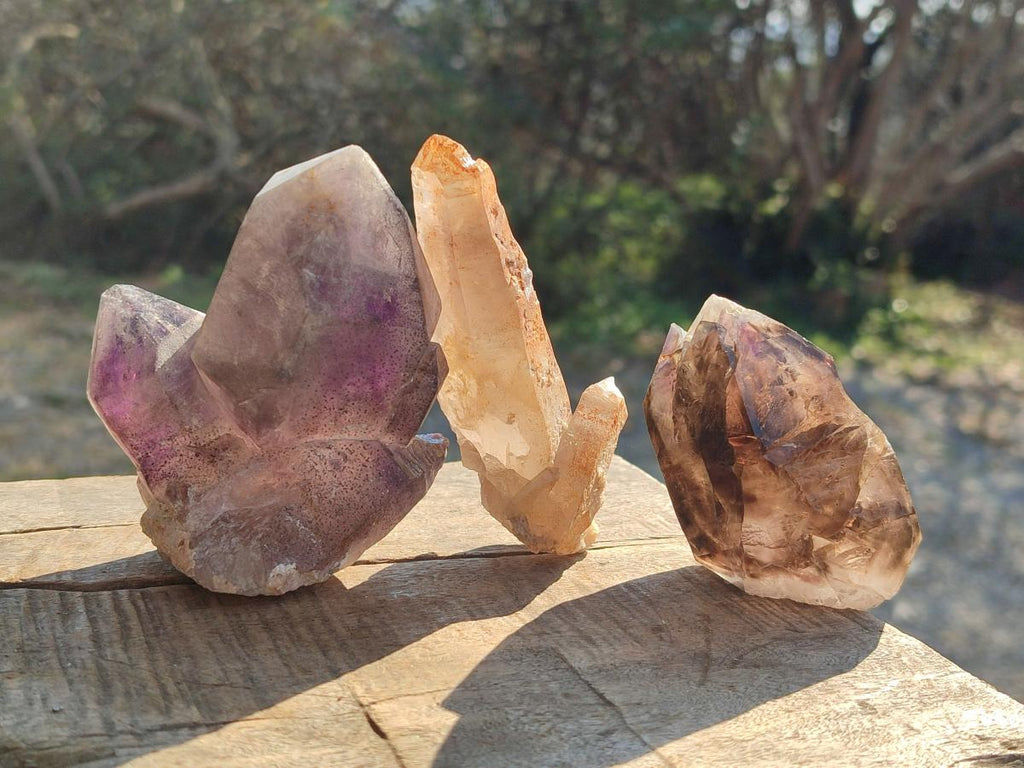Natural Smokey Quartz Crystals with Associated Minerals x 12 From Erongo, Namibia - Toprock Gemstones and Minerals 