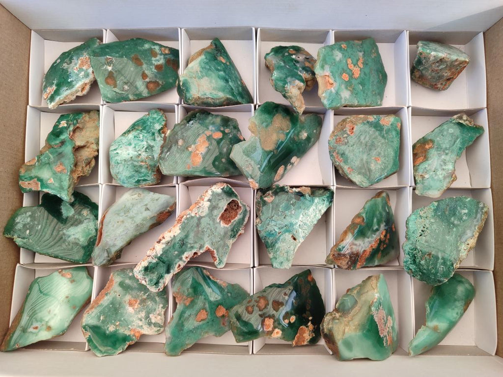 Polished One Side Mtorolite Chrysoprase Slices x 24 From Mutorashanga, Zimbabwe - Toprock Gemstones and Minerals 