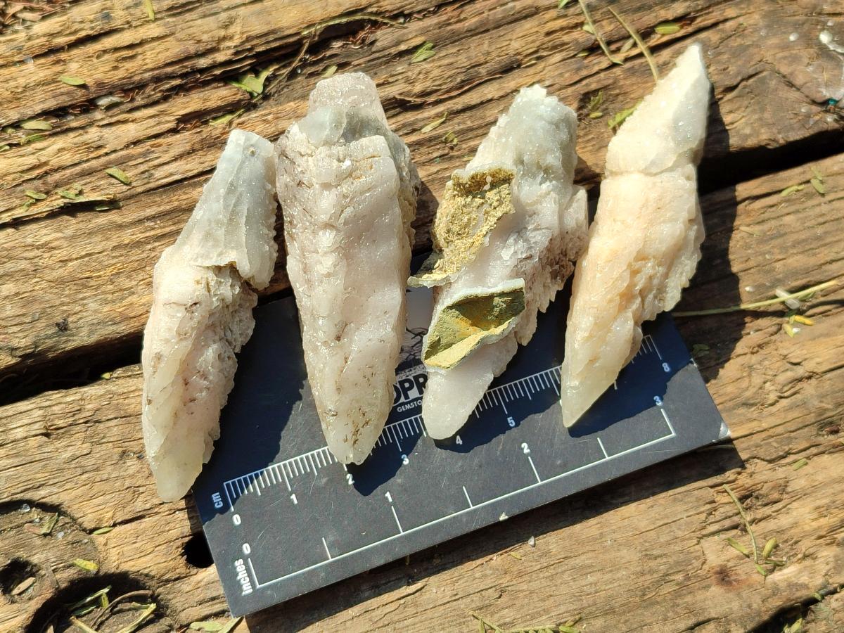 Natural Drusy Quartz Coated "Cock Spur" Calcite Crystals x 60 From Albert's Mountain, Lesotho - Toprock Gemstones and Minerals 
