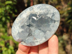 Polished and Natural Blue Celestite Palm Size Geodes x 12 From Sakoany, Madagascar - Toprock Gemstones and Minerals 
