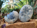 Polished and Natural Blue Celestite Palm Size Geodes x 12 From Sakoany, Madagascar - Toprock Gemstones and Minerals 