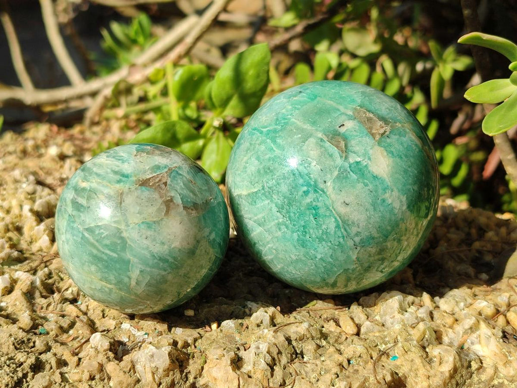 Polished Amazonite Spheres x 4 From Madagascar - Toprock Gemstones and Minerals 
