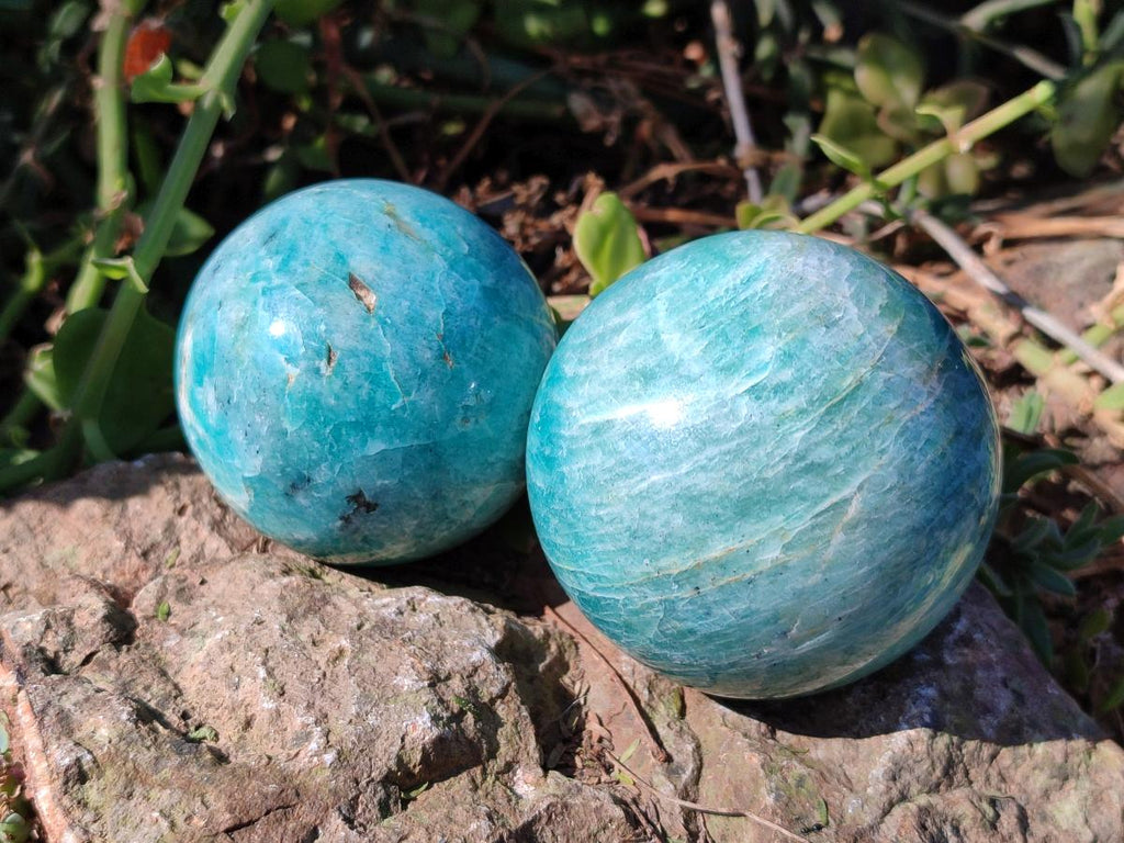 Polished Amazonite Spheres x 4 From Madagascar - Toprock Gemstones and Minerals 