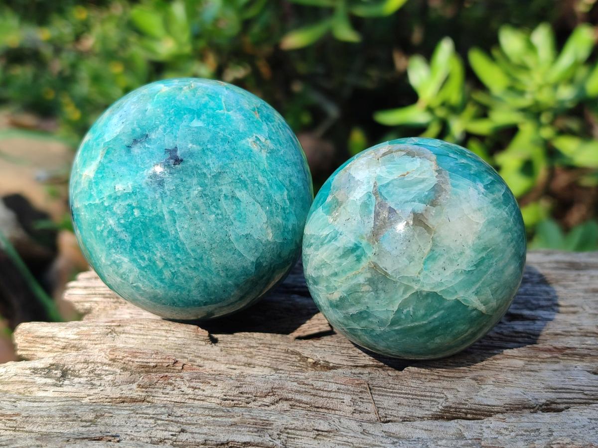 Polished Amazonite Spheres x 4 From Madagascar - Toprock Gemstones and Minerals 