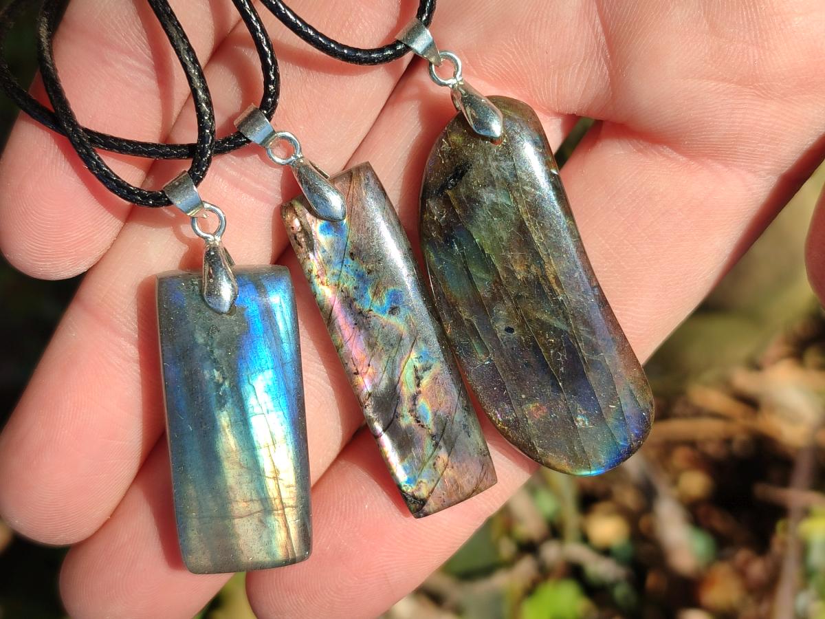 Hand Made Labradorite Necklaces x 12 From Madagascar - Toprock Gemstones and Minerals 