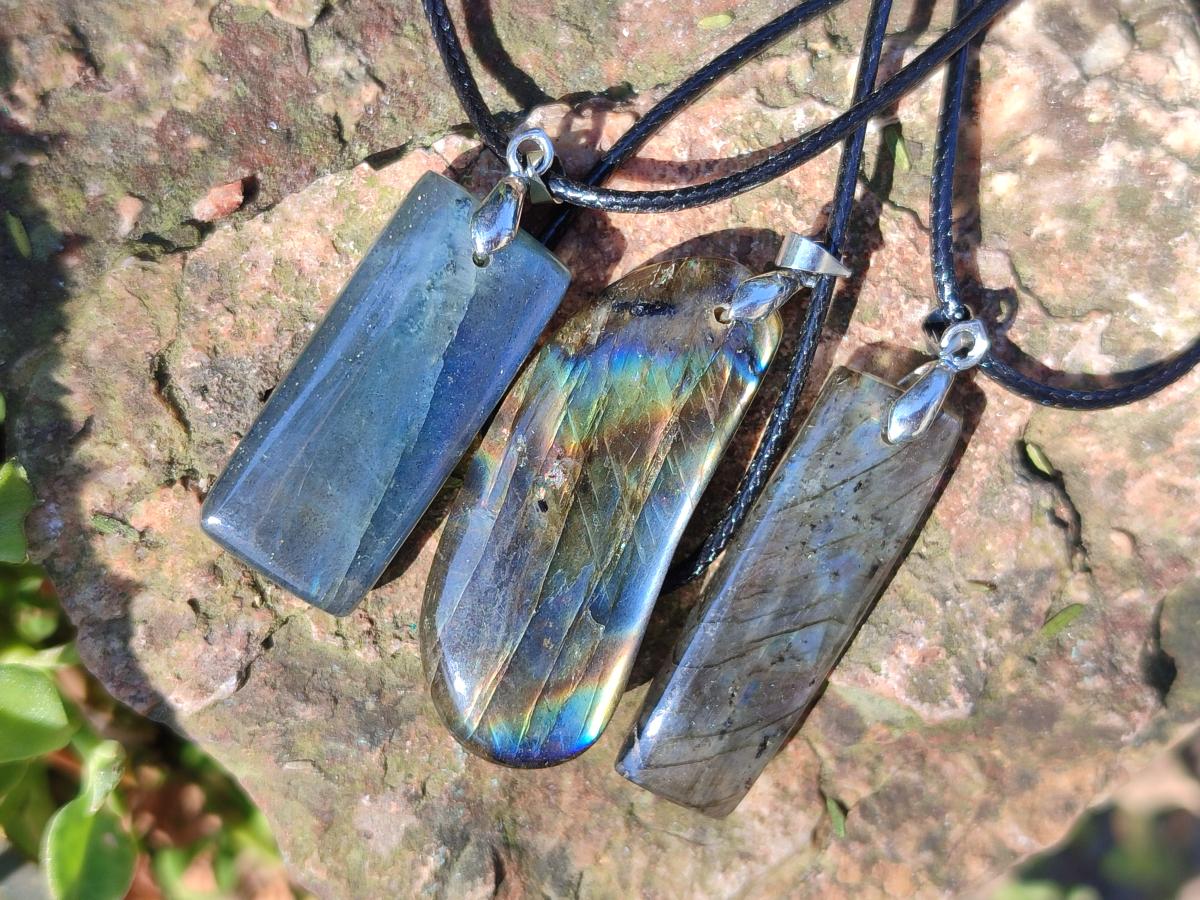 Hand Made Labradorite Necklaces x 12 From Madagascar - Toprock Gemstones and Minerals 