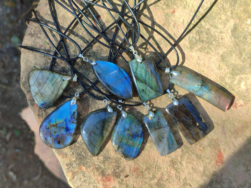Hand Made Labradorite Necklaces x 12 From Madagascar - Toprock Gemstones and Minerals 