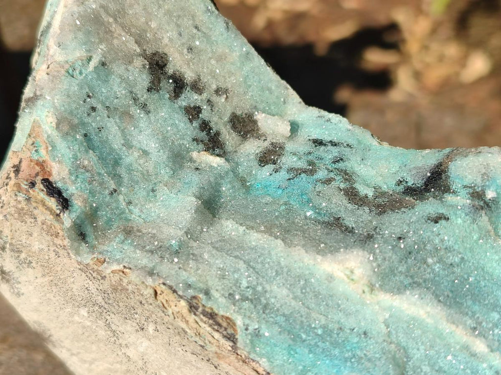 Natural Large Drusy Coated Chrysocolla Specimen with Dendrites and Malachite x 1 From Lupoto Mine, Congo - Toprock Gemstones and Minerals 