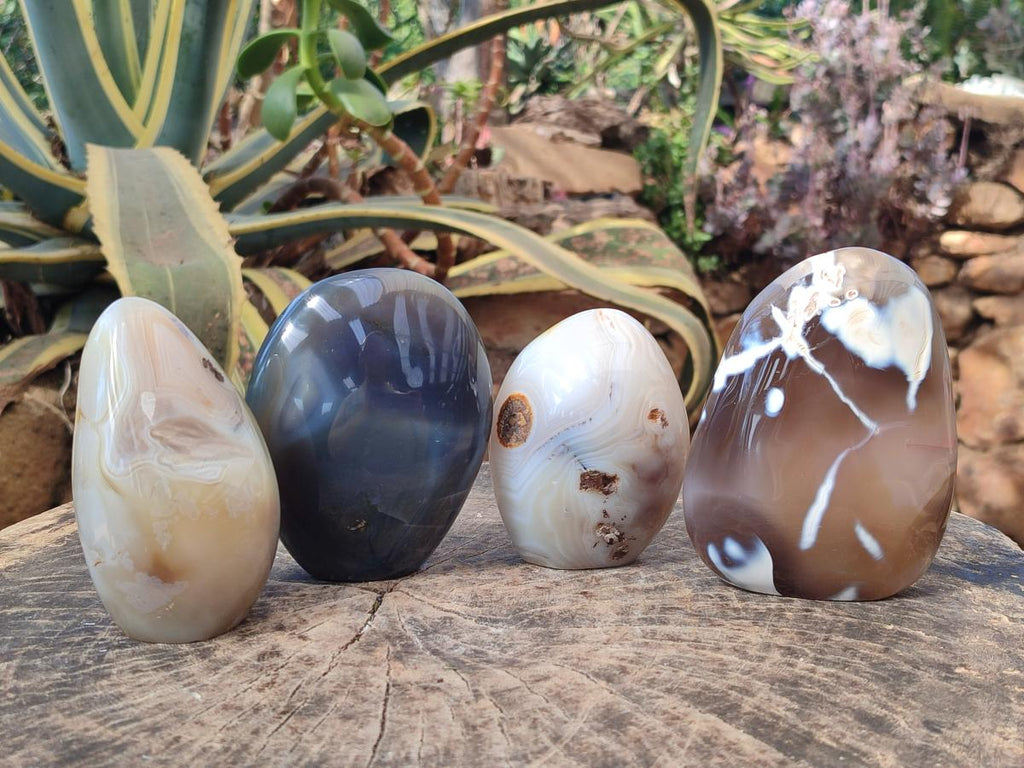 Polished Mixed Agate Standing Display Pieces x 4 From Madagascar - Toprock Gemstones and Minerals 